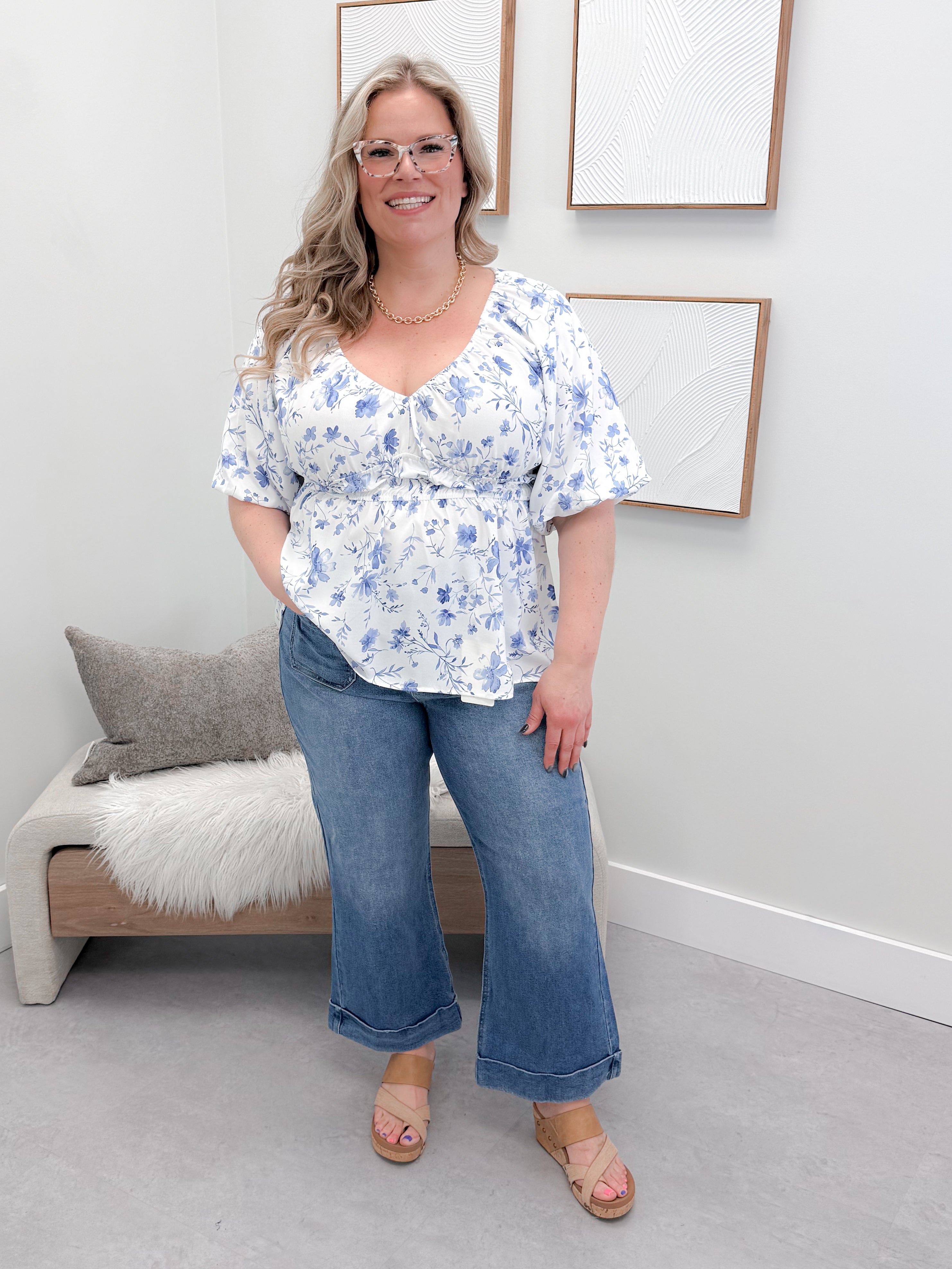 Promise Blouse in Blue Floral