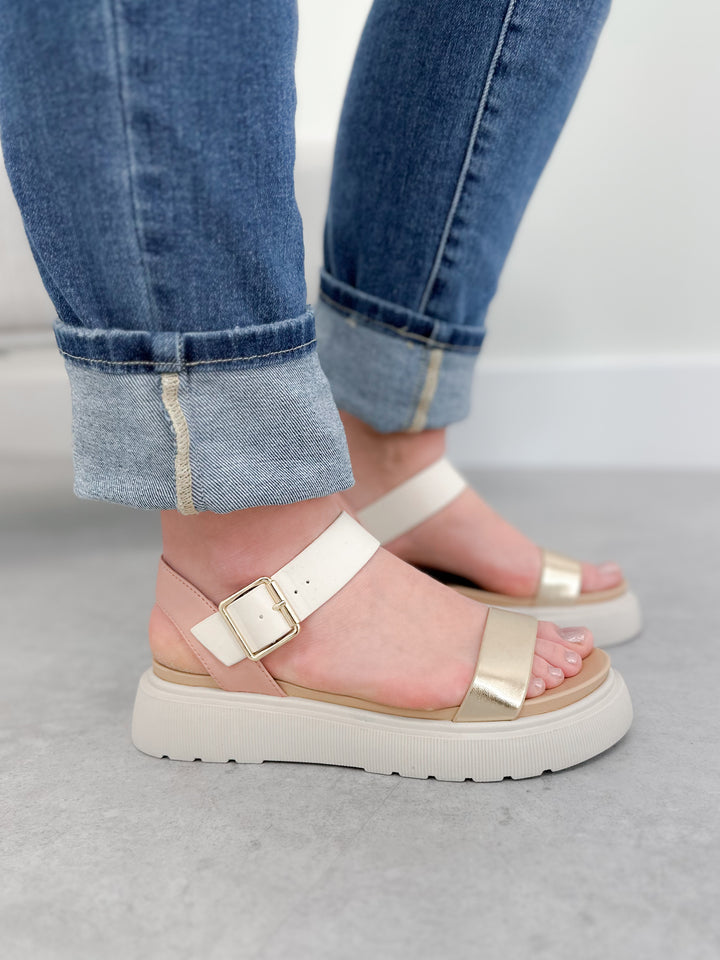 Arden Sandal in Pink and Gold