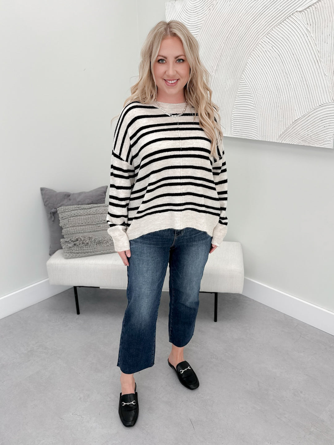 Rika Sweater in Striped Cream