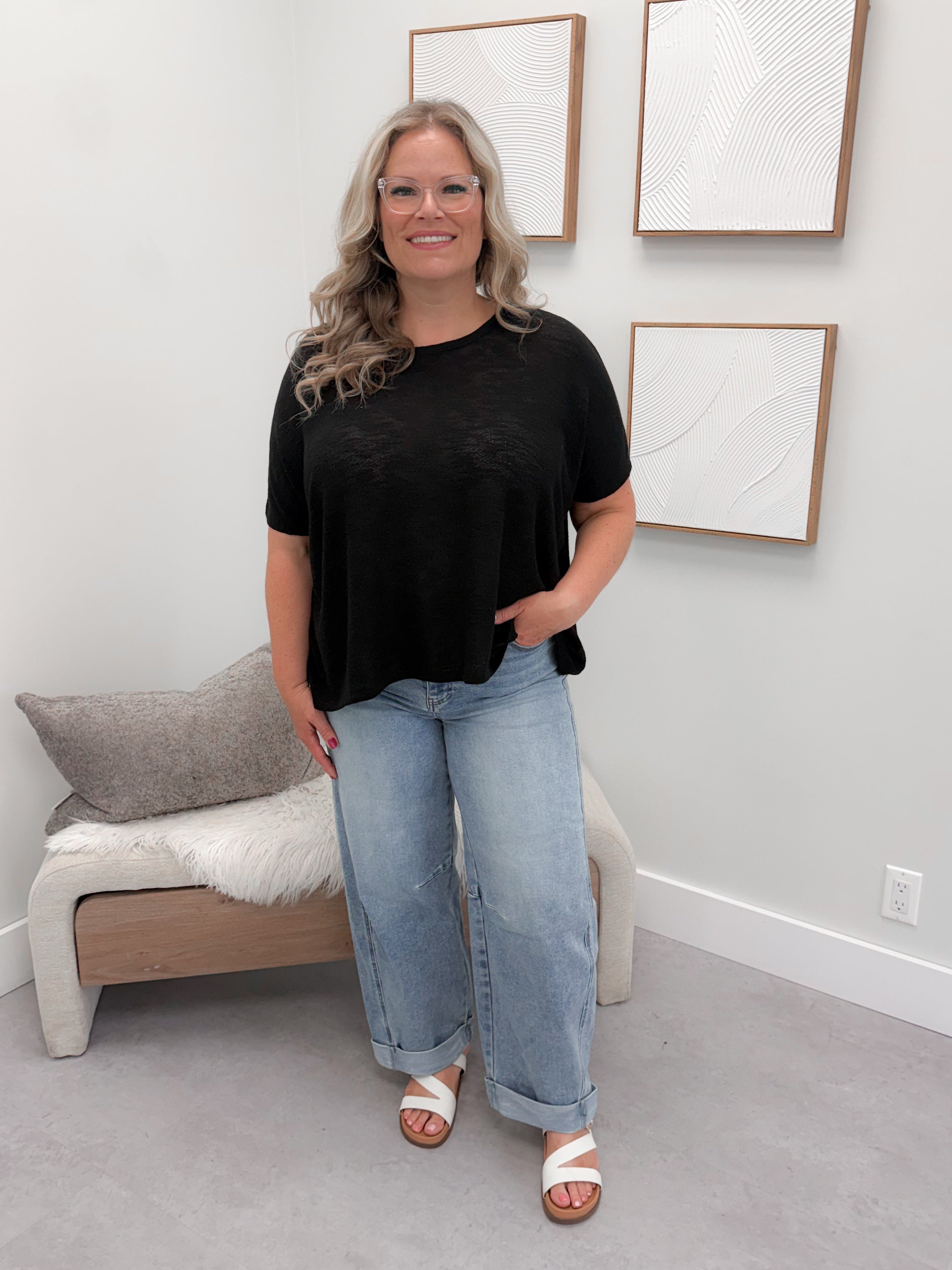 Summer Knit Tee in Black