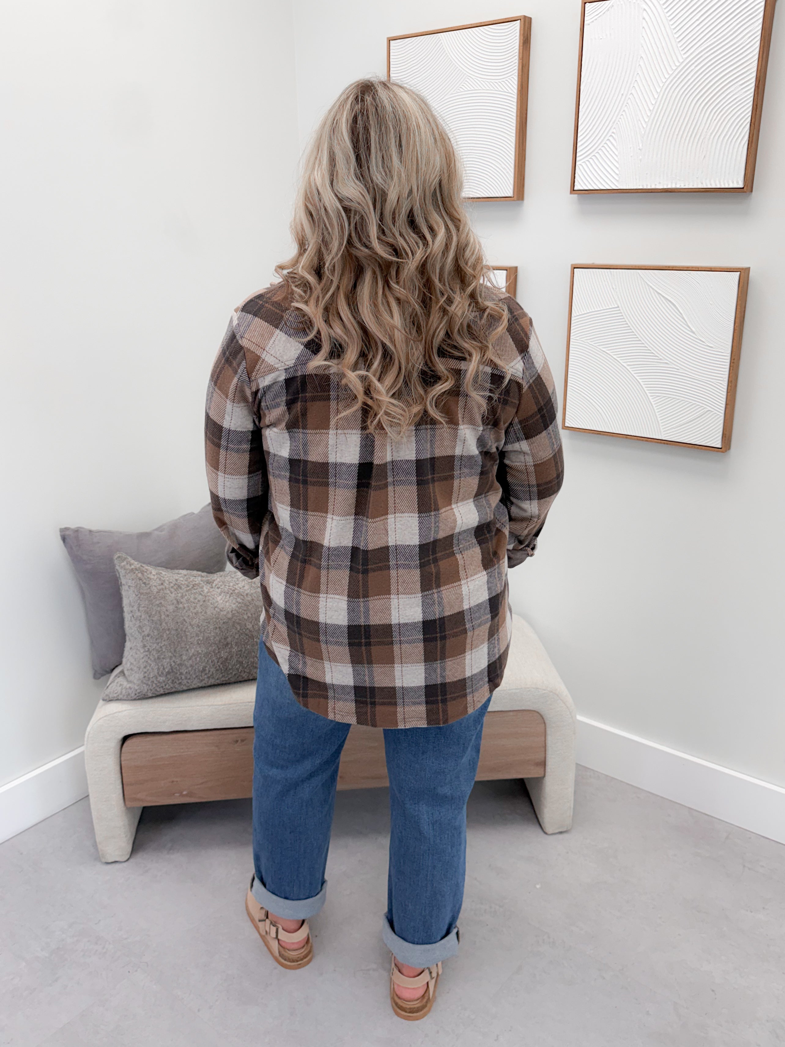 Briar Shacket in Brown Plaid