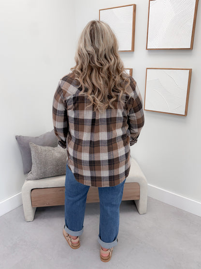 Briar Shacket in Brown Plaid