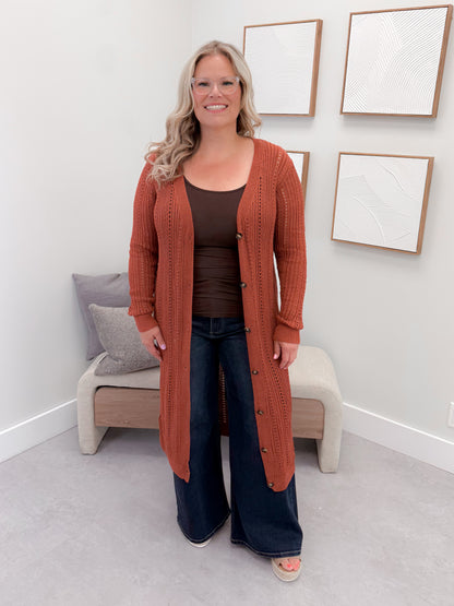 Tay Maxi Cardigan in Terracotta