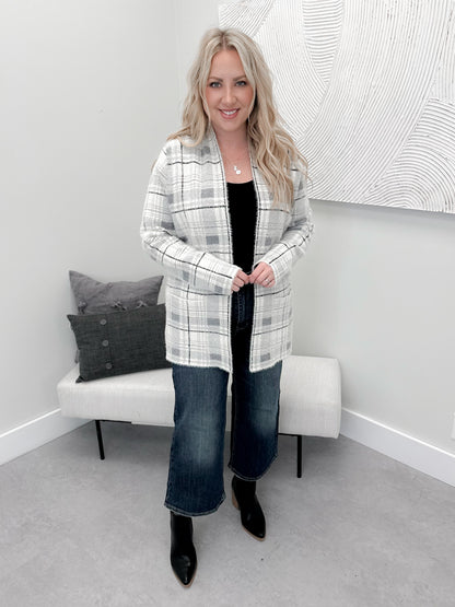 Aston Coatigan in Grey Plaid