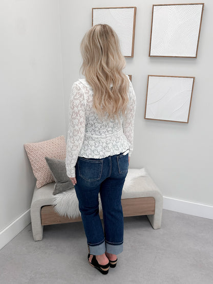 Bijou Peplum Top in Off White