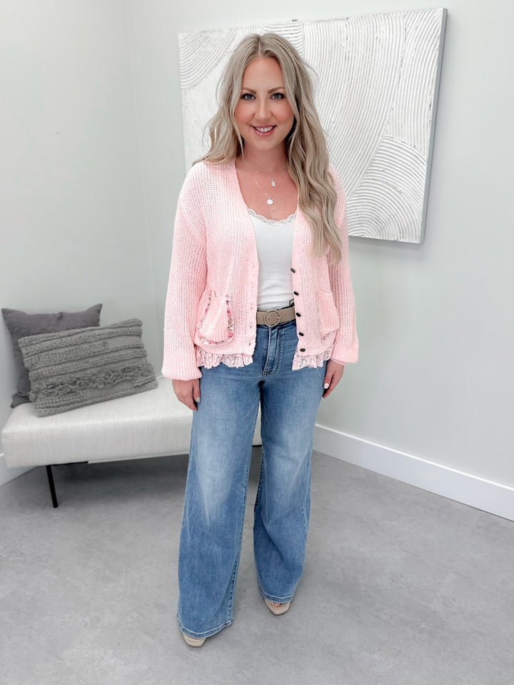 Aniston Cardi in Pink by Pol