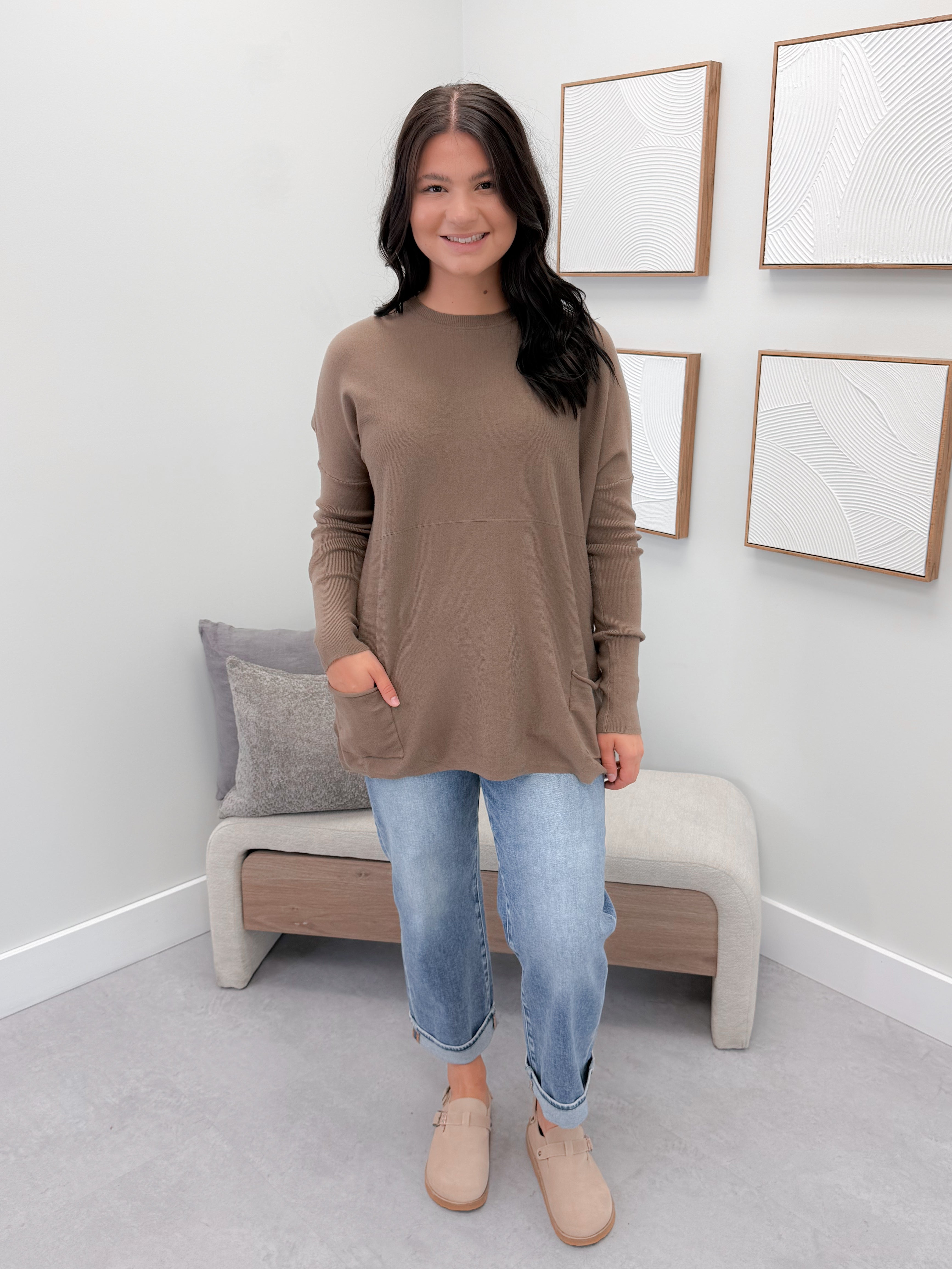 229 Pocket Sweater in Cocoa by Twenty Nine The Label