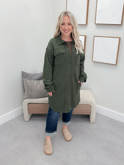 501 Shacket in Olive by Twenty Nine the Label