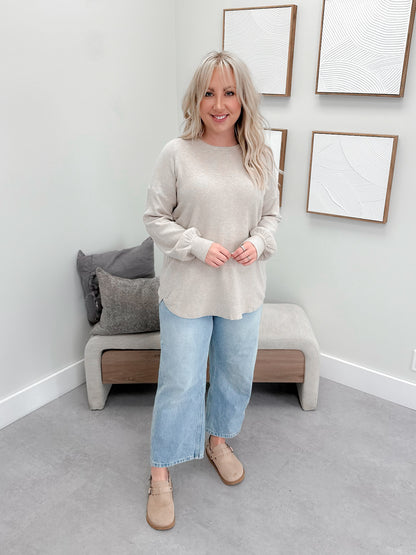 Emma Waffle Long Sleeve in W.Grey