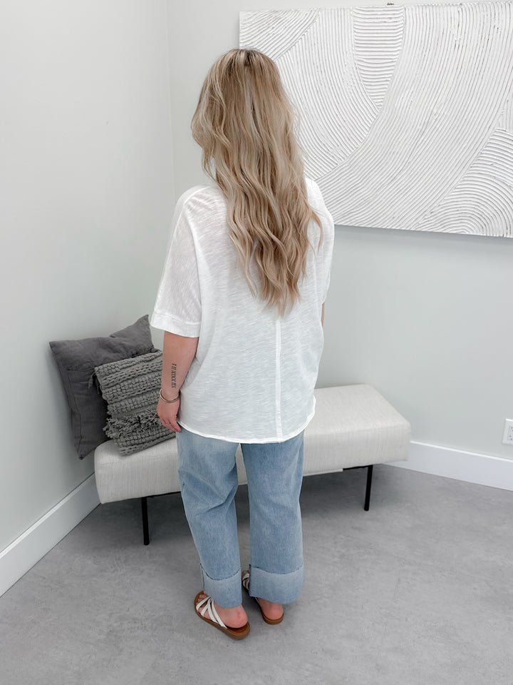 Basic Boyfriend Pocket Tee in White