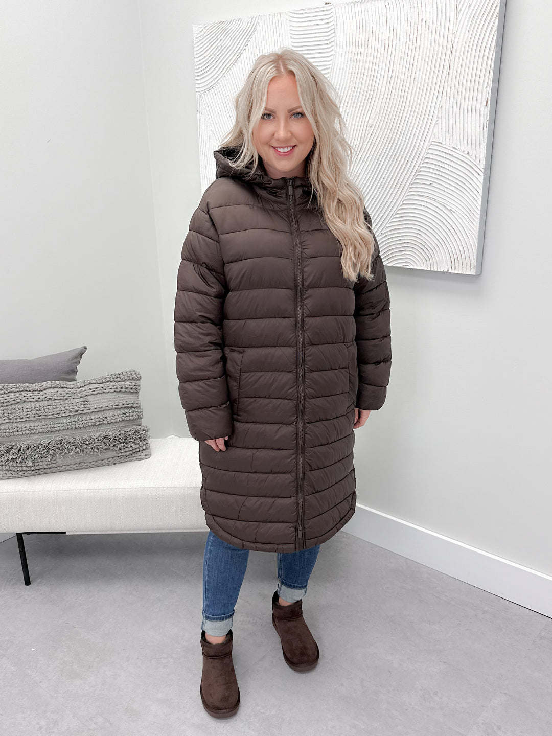 Alpine Puffer Jacket in Choco Torte