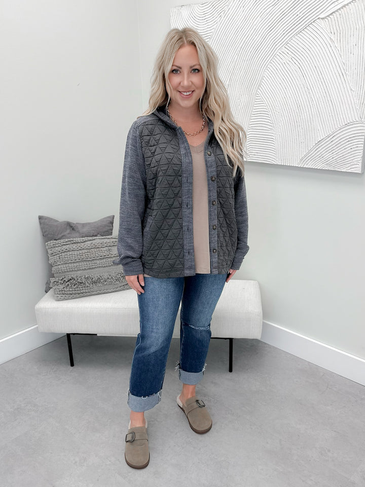 Kane Quilted Shacket in Slate
