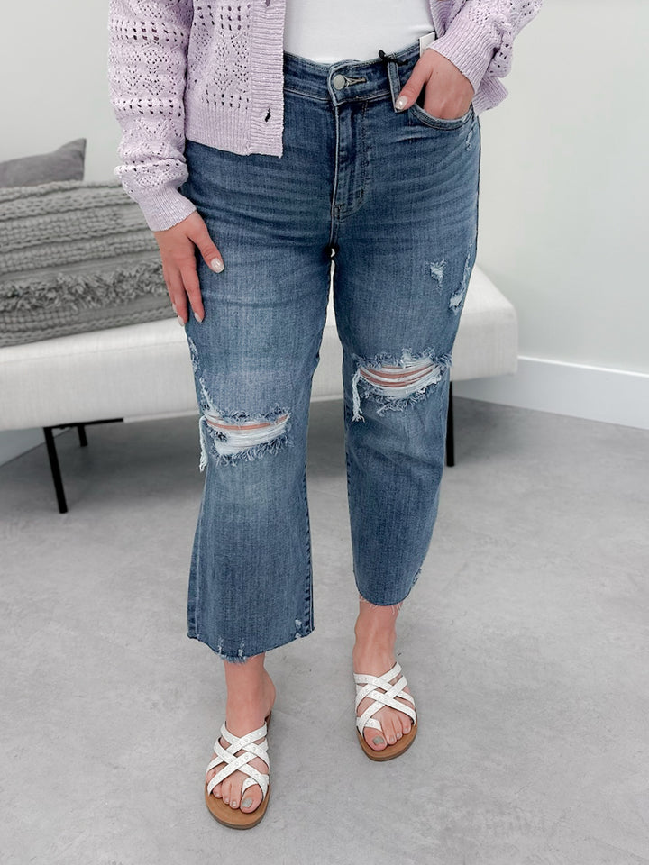 Hailey High Rise Cropped Wide Leg Jeans By Judy Blue
