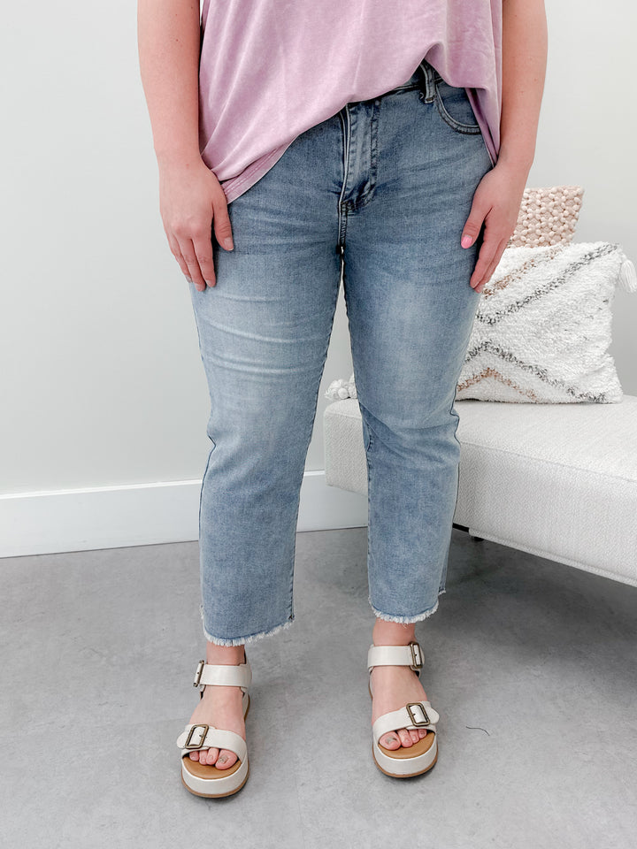 Crop Flare in Medium Wash by Grace & Lace