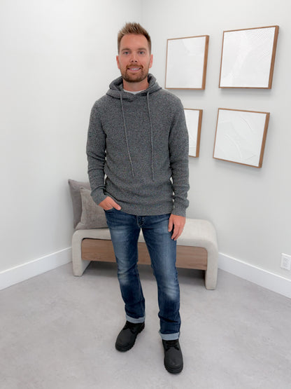Collen Mens Knit Hoodie in Charcoal