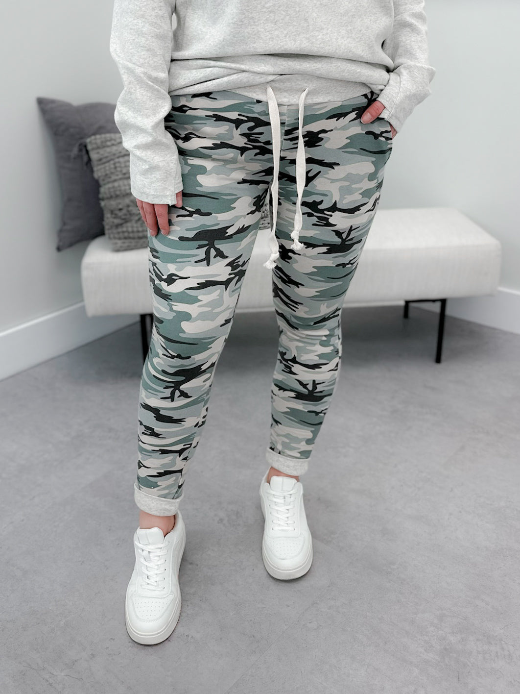 Joggers in Light Camo by Ampersand Ave