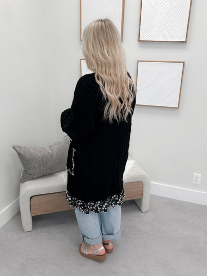 Raelynn Rose Cardigan in Black by Pol