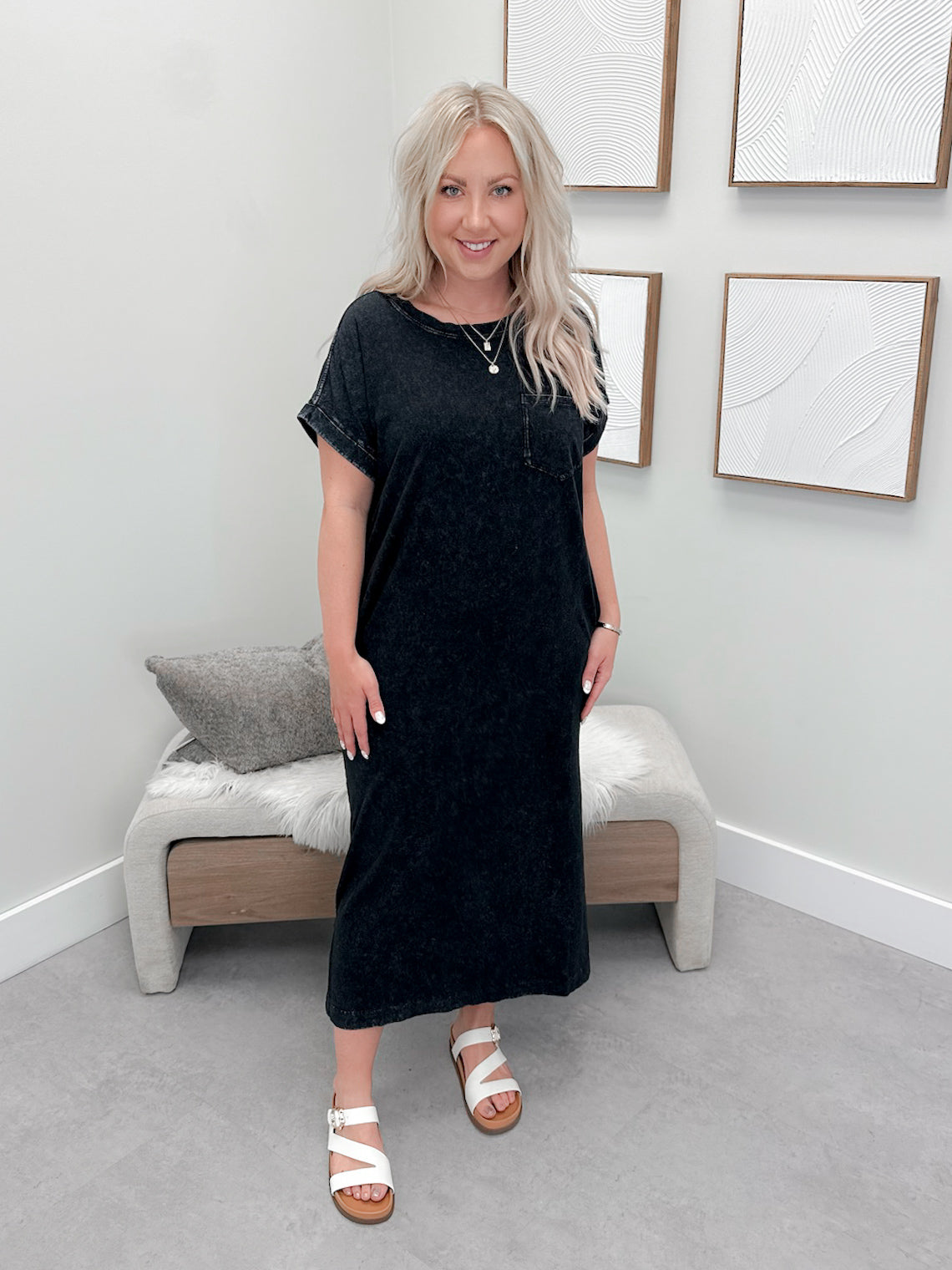 Daley Tee Dress in Washed Black