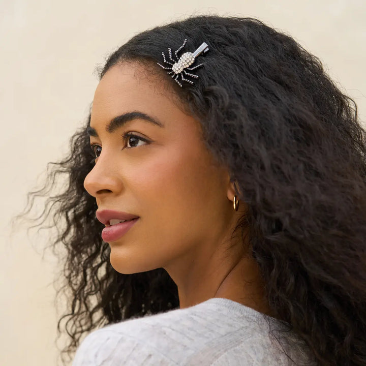 Spider Metal Rhinestone Hair Clips 2 PC Set