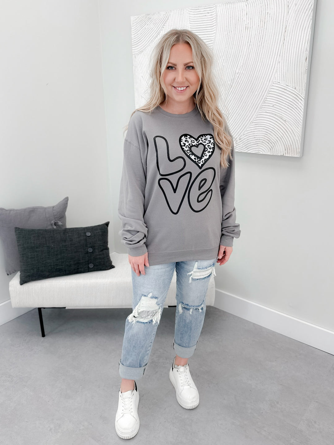 Leo Love Pullover in Grey by Ash + Antler