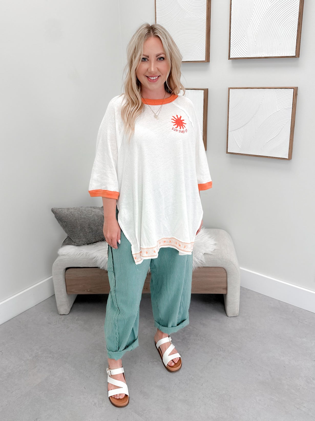Giulia Embroidered Ringer Tee by Free People