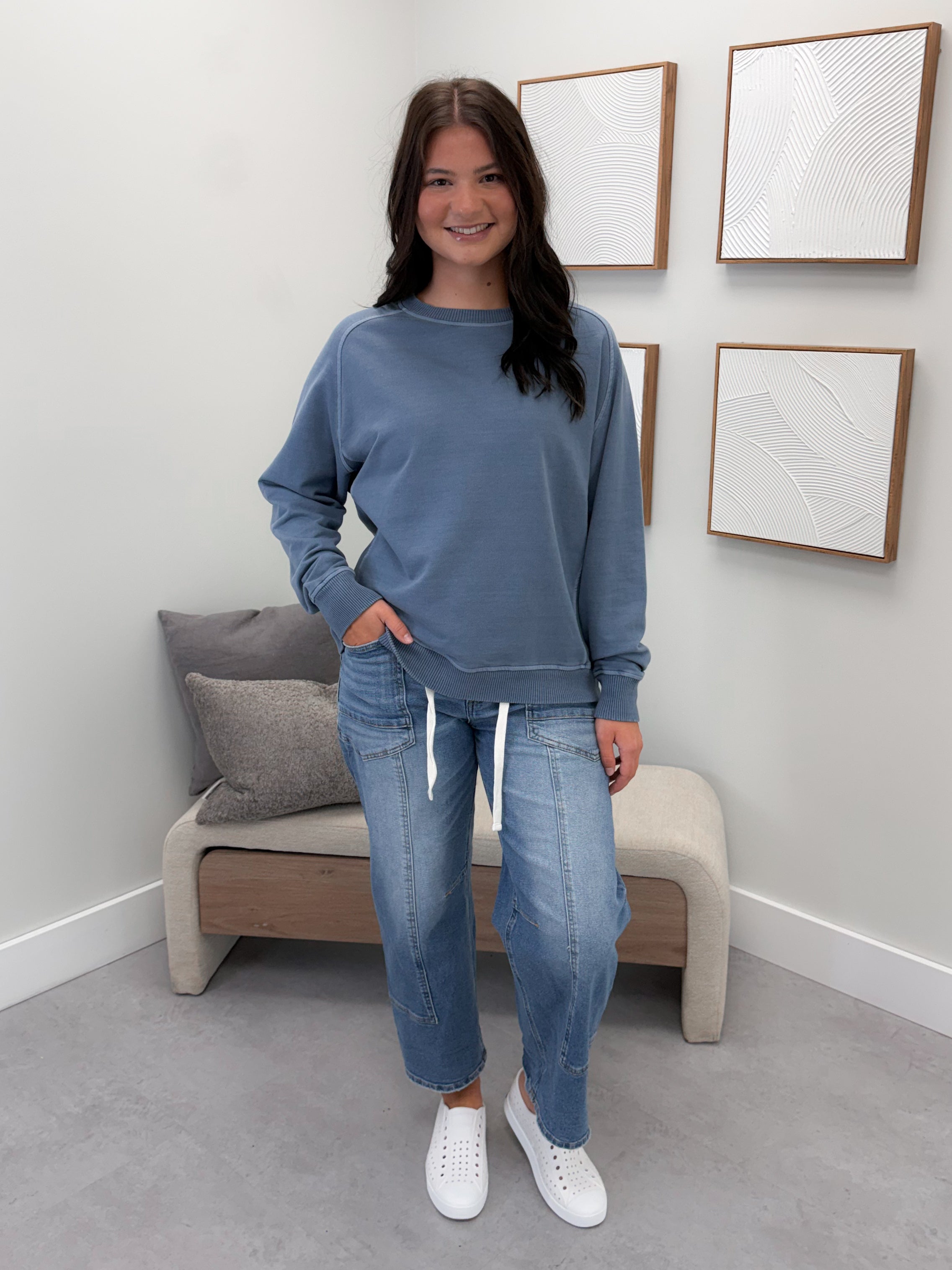 Keep It Simple Pullover in Blue