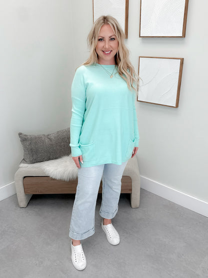 229 Pocket Sweater in Aqua by Twenty Nine The Label