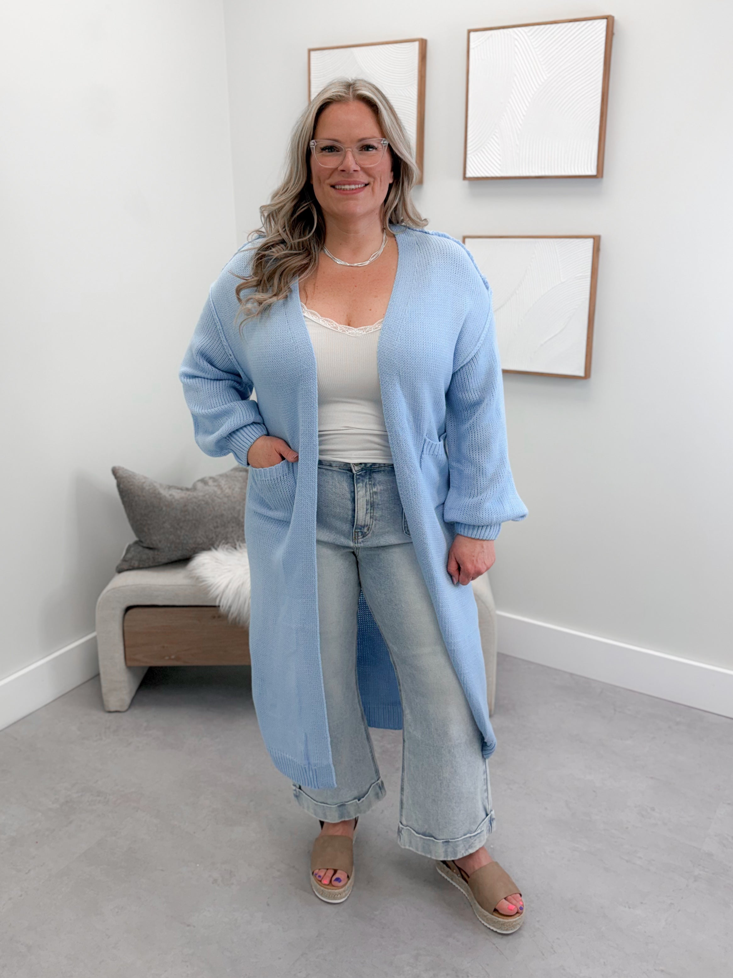 Brielle Long Cardigan in Blue