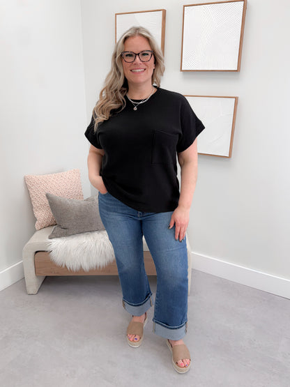 Jeanne Texture Tee in Black