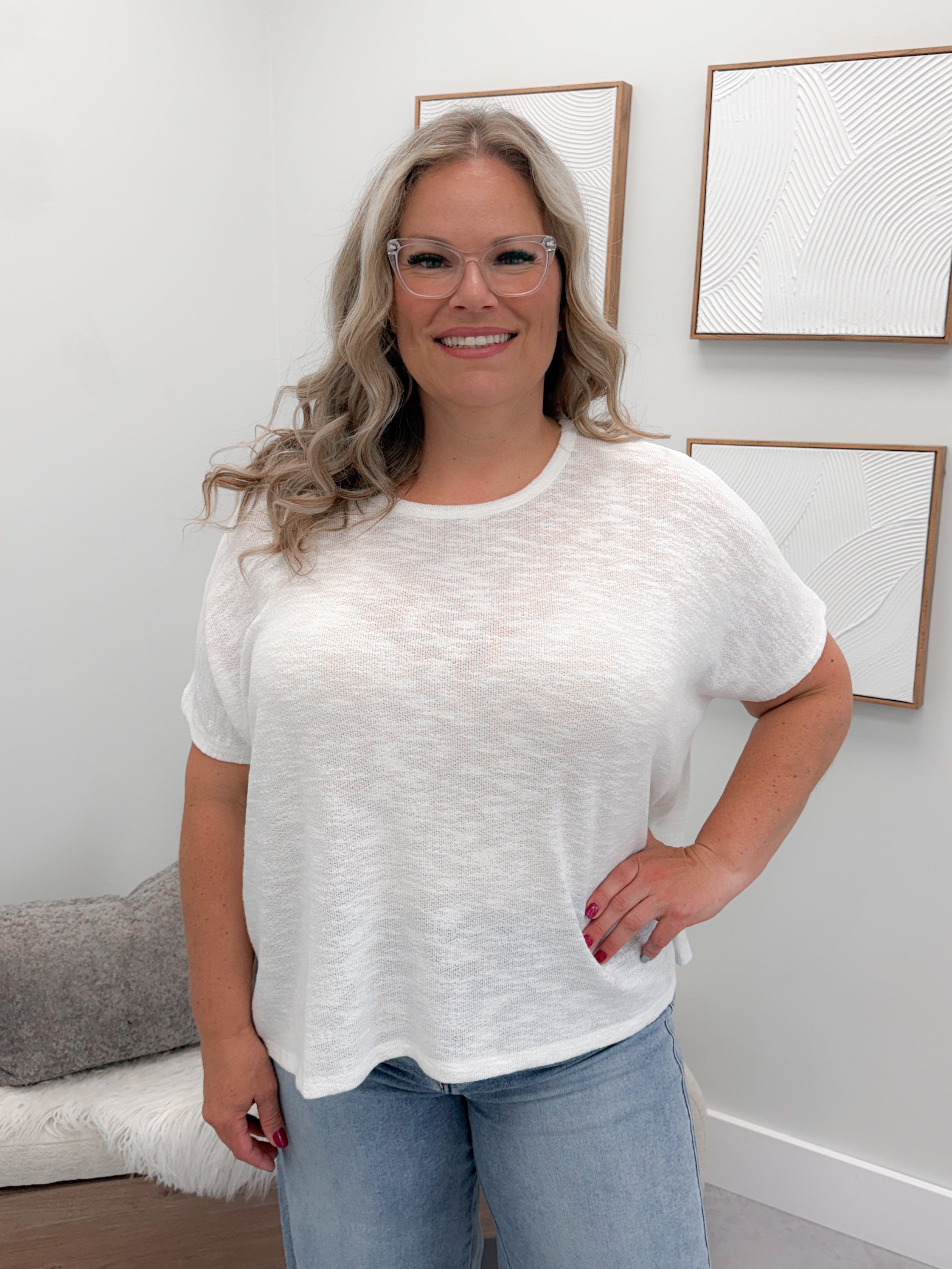 Summer Knit Tee in Cloud