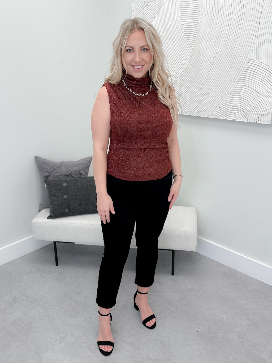 Simone Sparkle Top in Wine