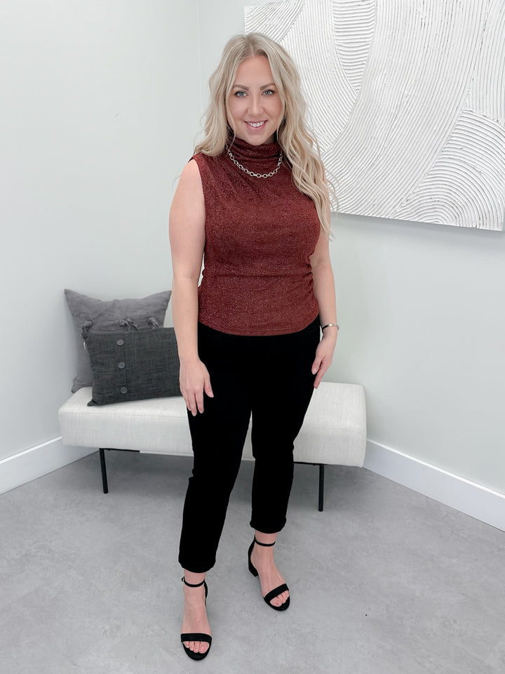 Simone Sparkle Top in Wine