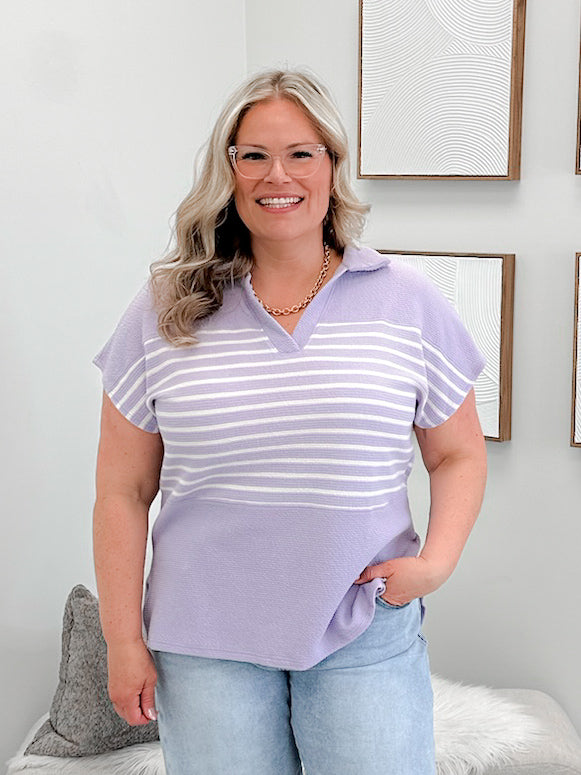 Miracle Collared Tee in Lavender