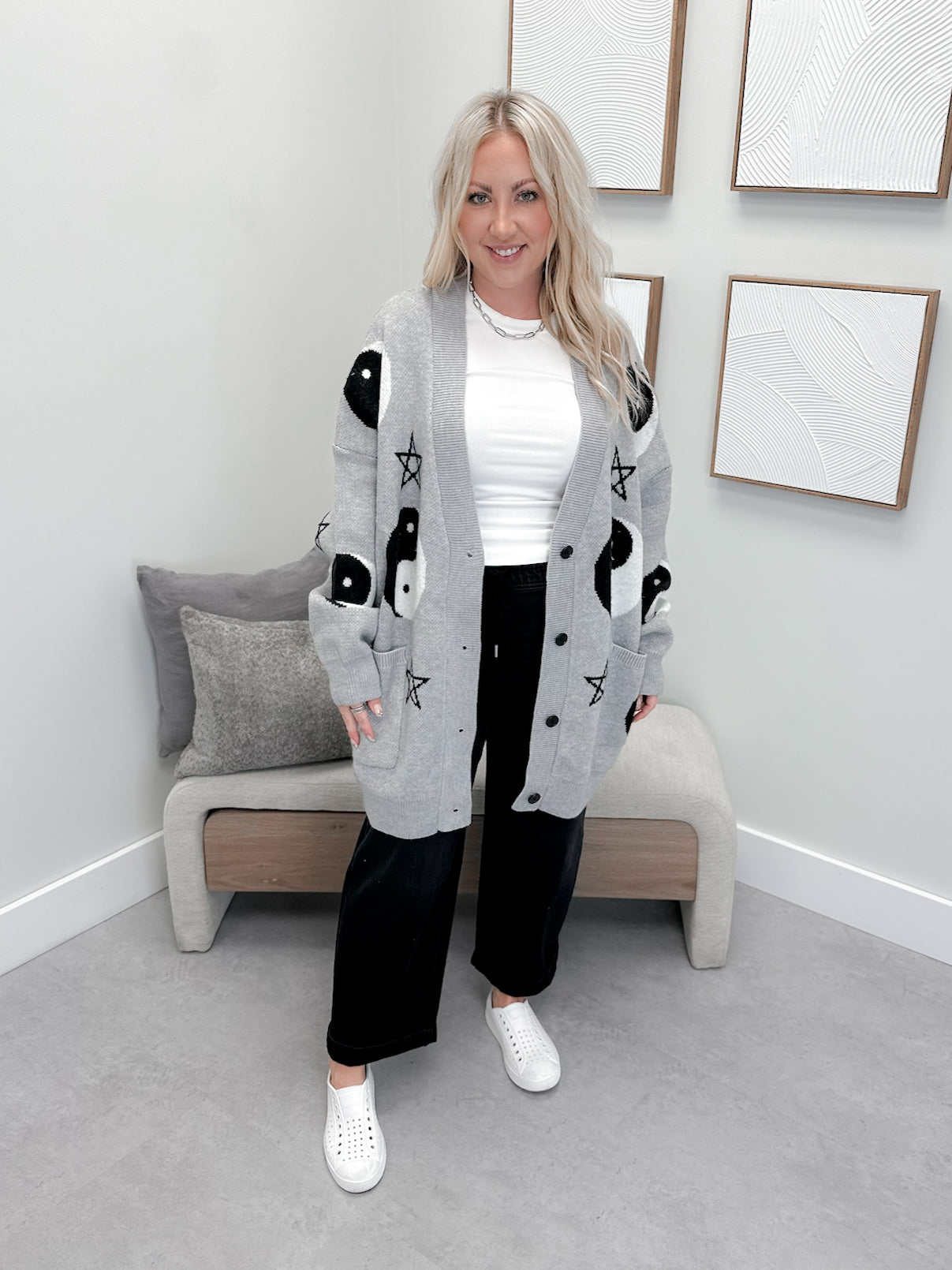 Yin Yang Cardigan in Grey