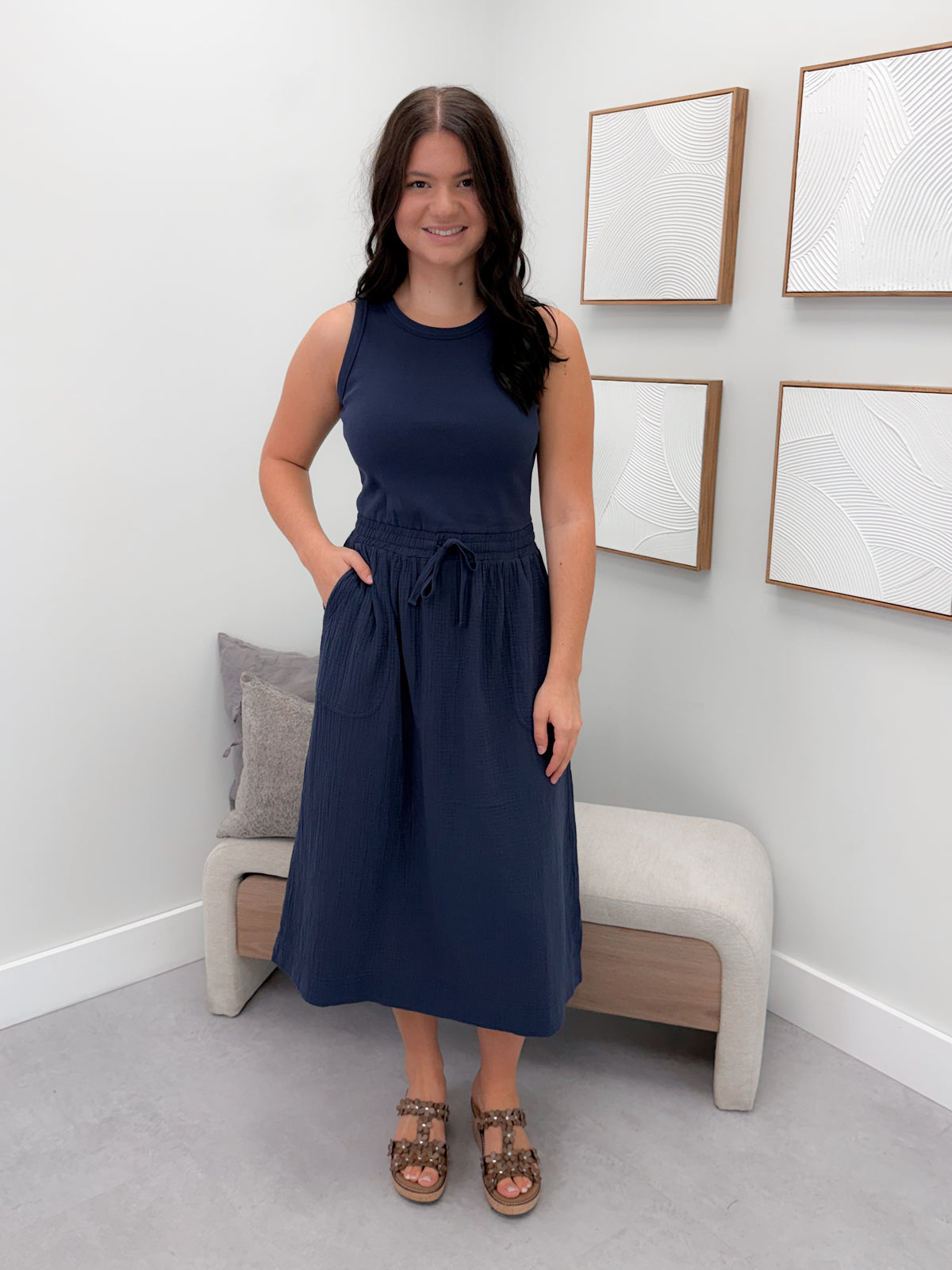 Mirage Dress in Navy