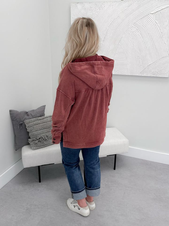 Vale Pullover in Washed Burgundy