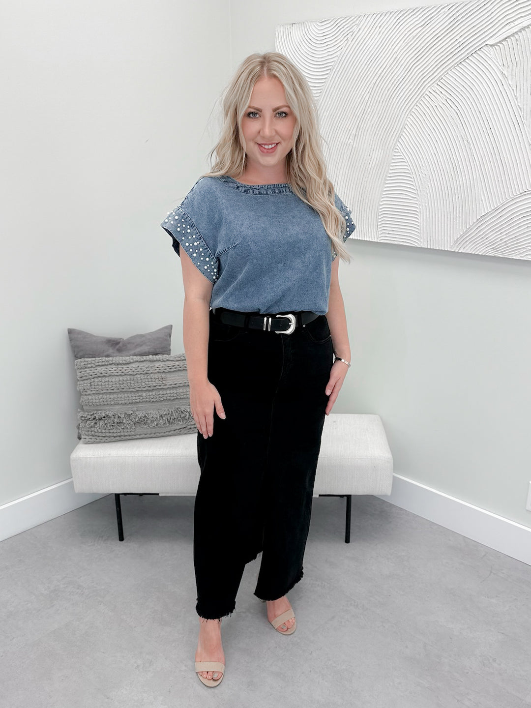 Gwen Pearl Denim Top