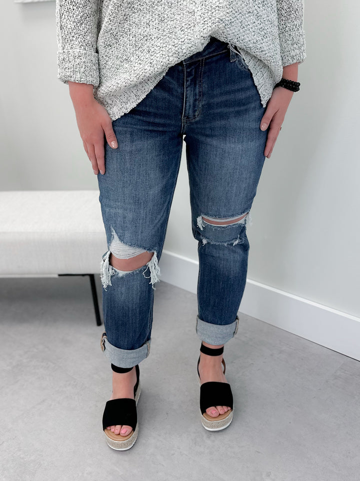 Merritt Cuffed Hem Boyfriend Jeans by Lovervet