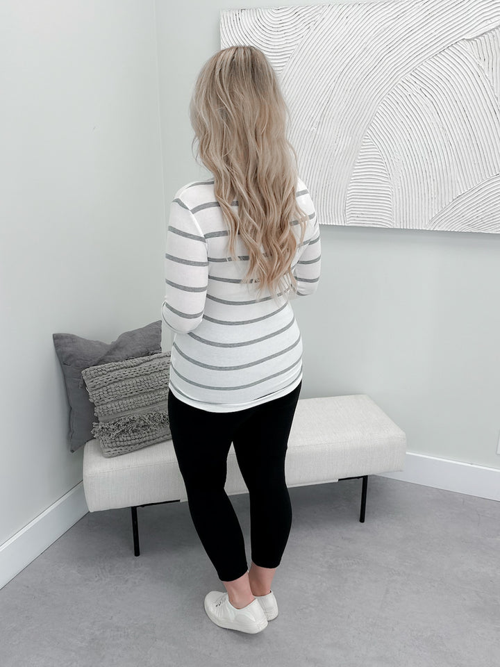 Kennedy Ribbed Long Sleeve in Grey
