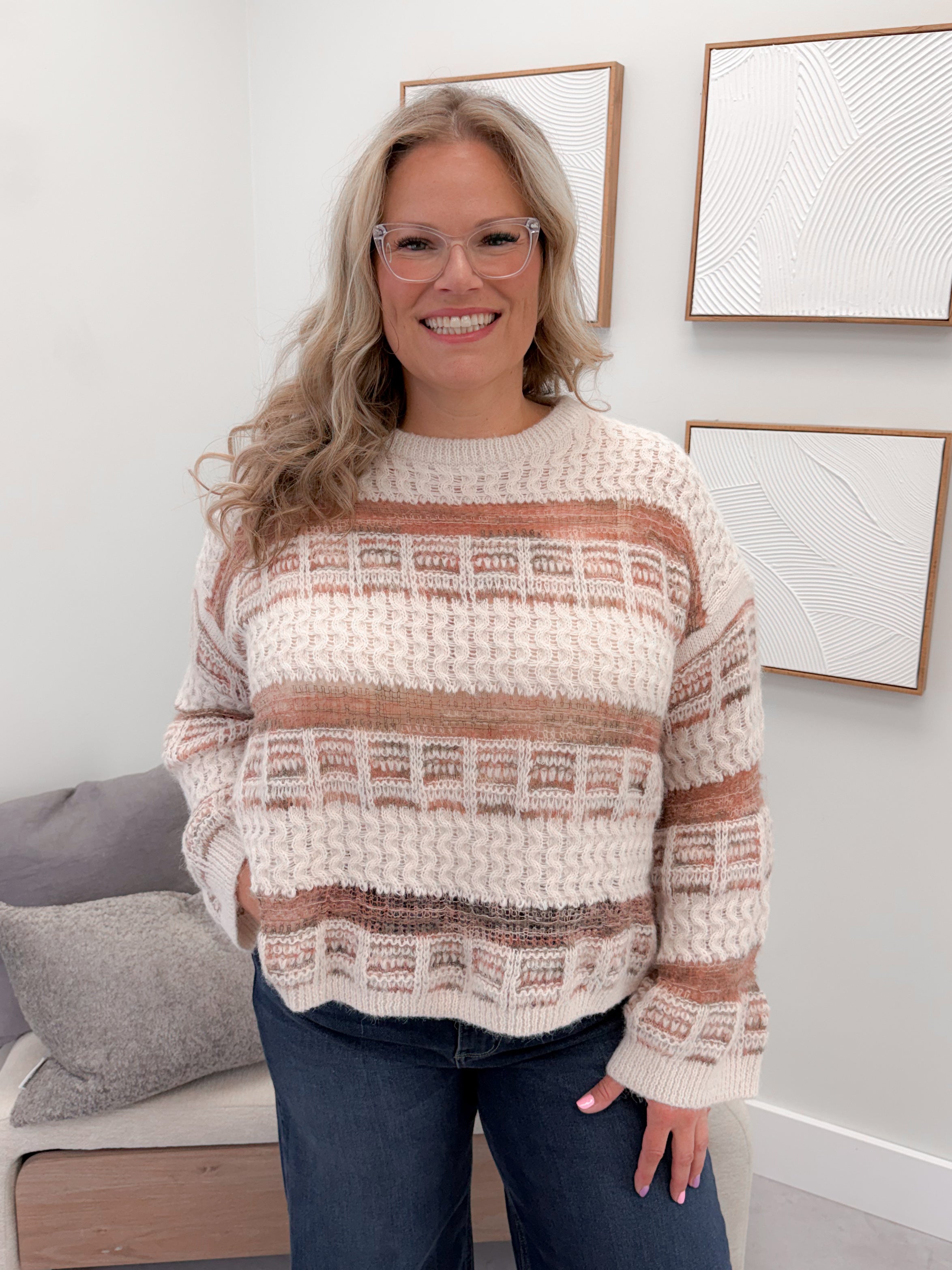 Hazel Striped Sweater in Mocha