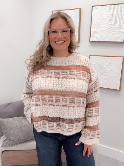 Hazel Striped Sweater in Mocha