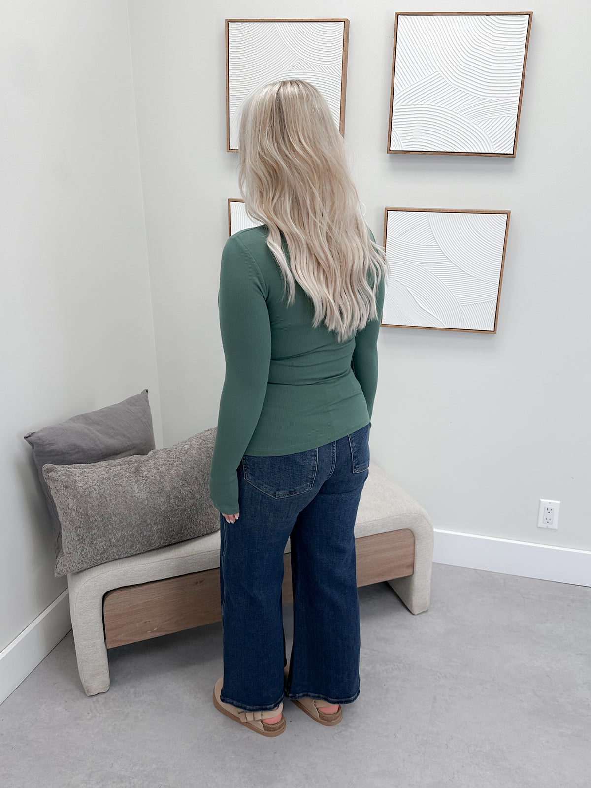 Larina Ribbed Long Sleeve in Pine