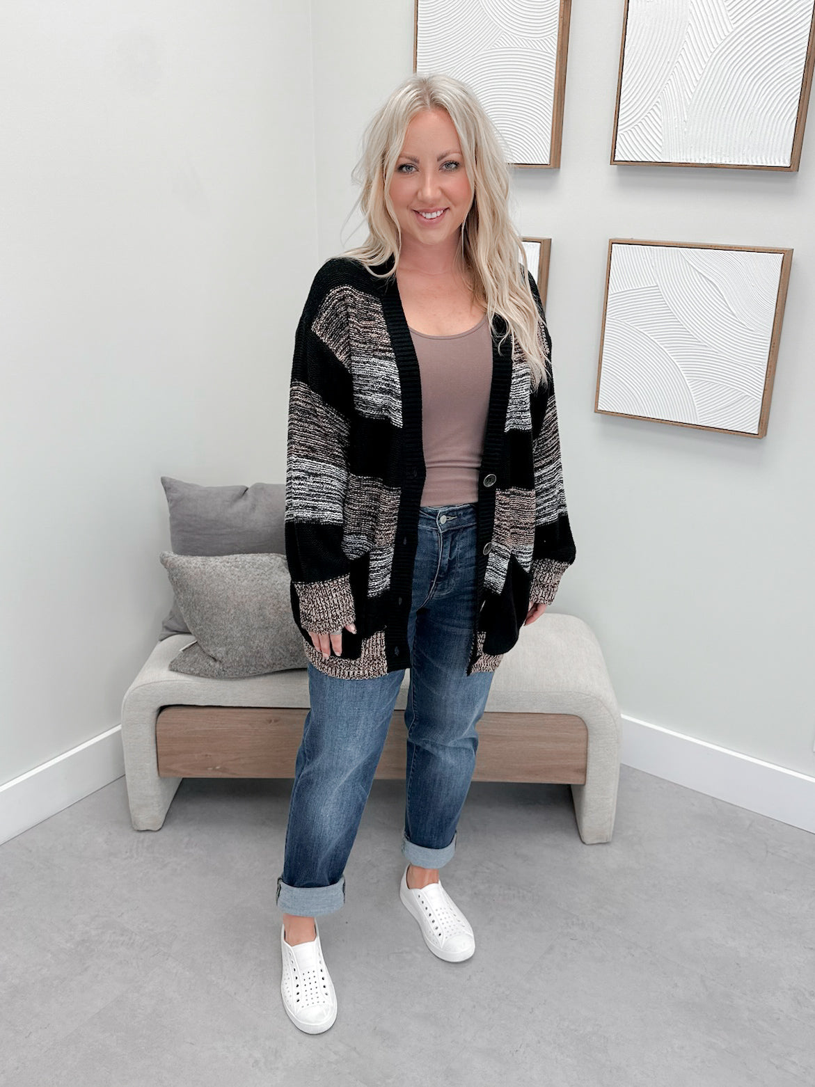 Rue Cardigan in Black Mix