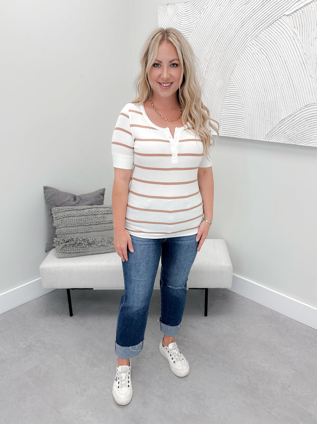 Kennedy Ribbed Top in Caramel
