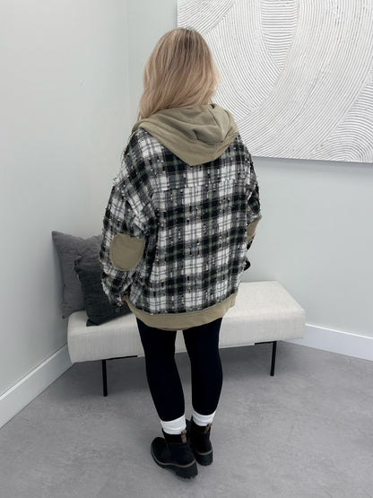 Patched Plaid Shacket by Pol