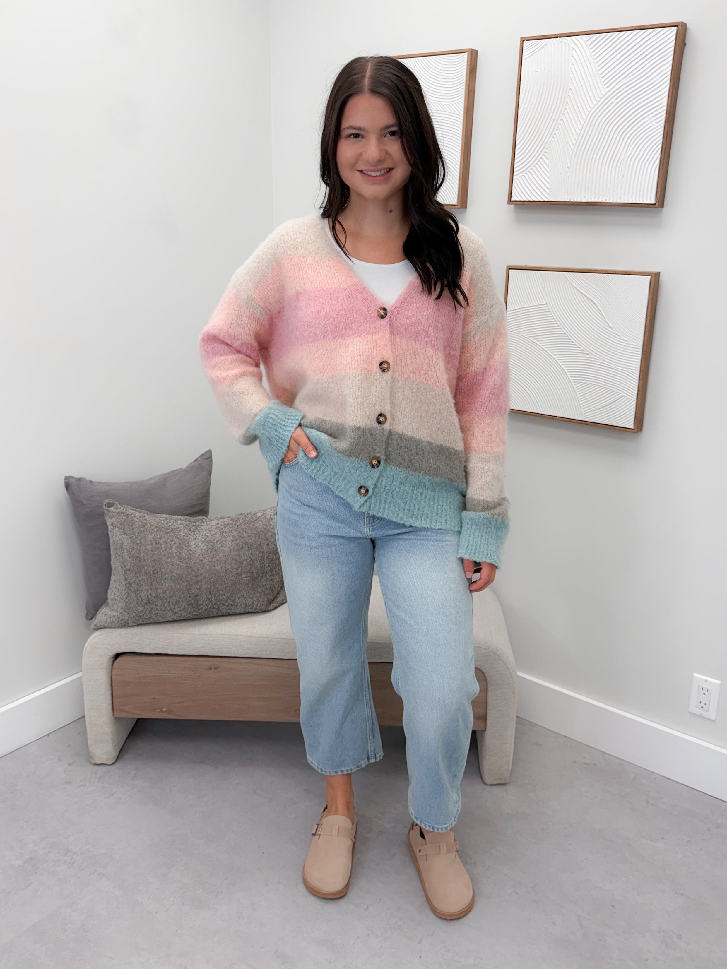 Fauna Cardigan in Mixed Stripes