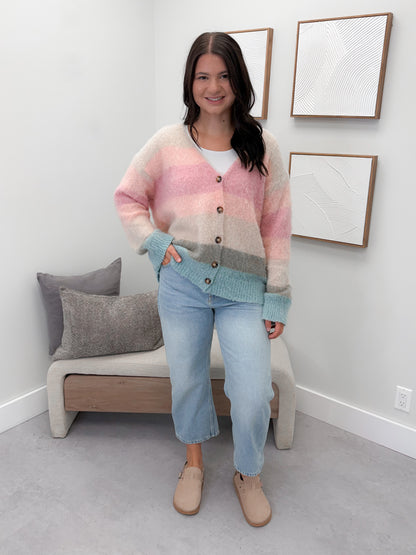 Fauna Cardigan in Mixed Stripes