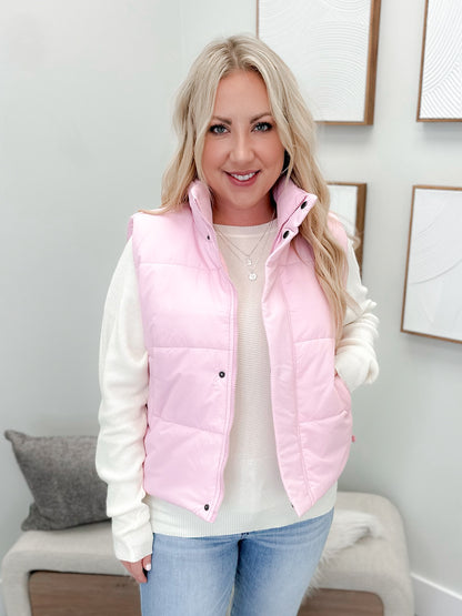 Petal Puffer Vest in Pink
