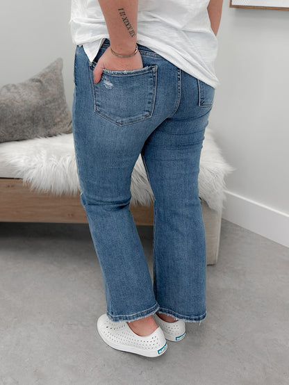 Sutton Button Fly Kick Flare Jeans by Risen