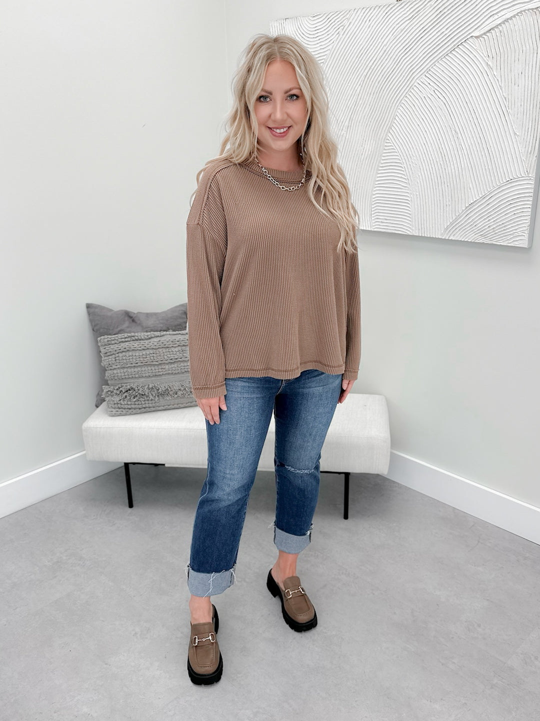 Eliza Wave Top in Mocha
